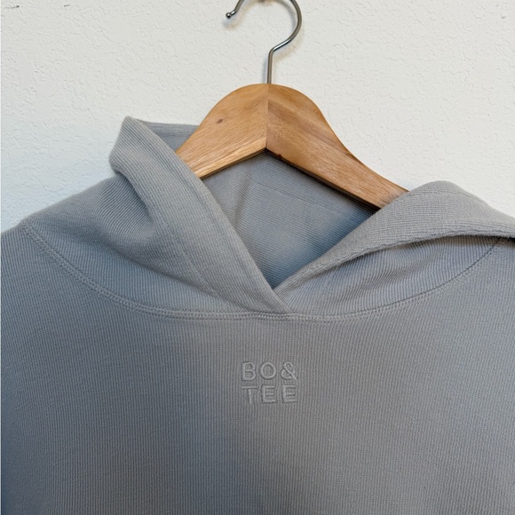 Bo+Tee Out Of Office Hooded Sweatshirt Oversized Cropped Light Grey L/XL - Picture 5 of 6